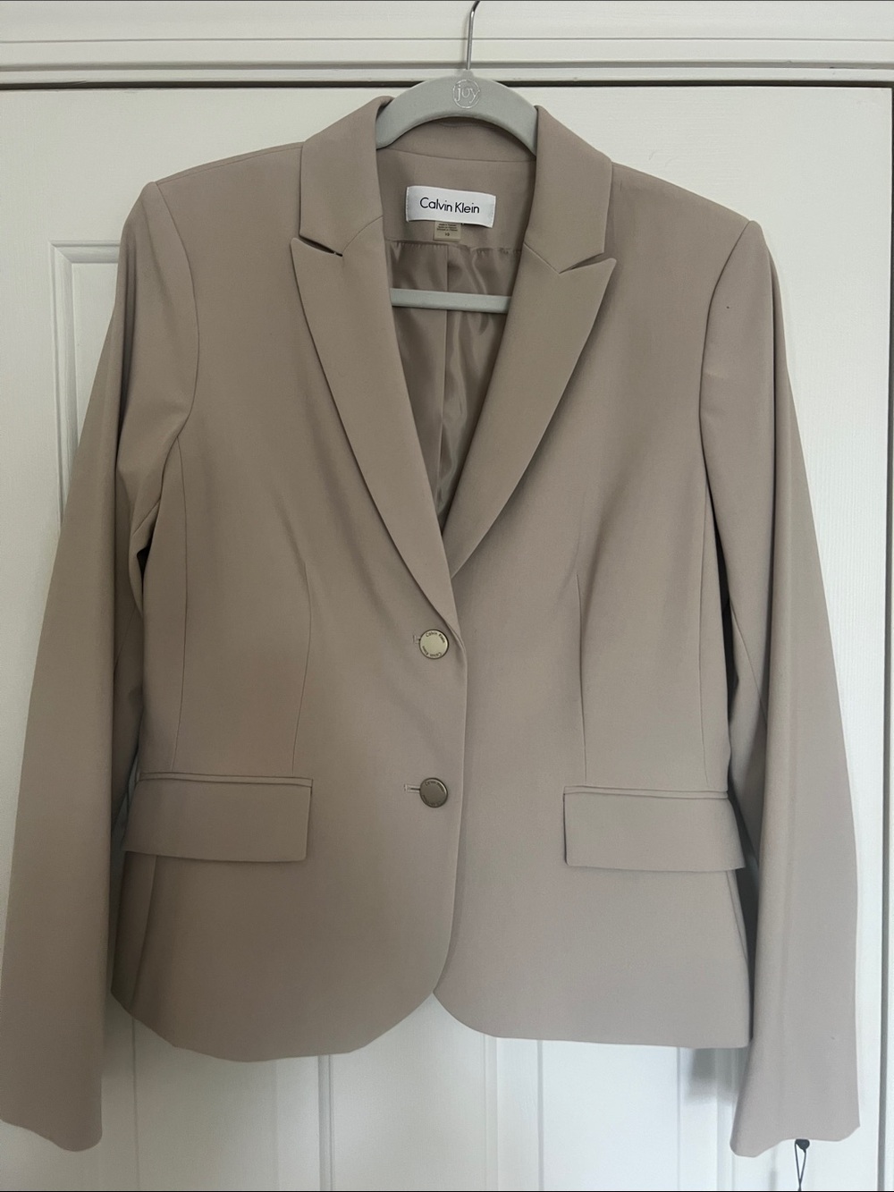 Calvin Klein Women's Taupe Single-Breasted Blazer